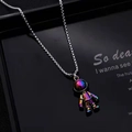 Astronaut hanger ketting met regenboog plating aan een zilveren box ketting voor stellen - A04 Quenching (Regenboog)