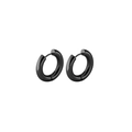 Minimalist round hoop earrings in black stainless steel on a clean white background - 10mm Pair / Black