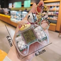 Mini tetris handheld game console keychain with cute shiba inu and bell pendant - Clear Translucent Dog Controller Game Console