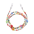 Colorful acrylic bead eyewear chain with multi-color round beads and silicone loops - Multi-color Silver Plated