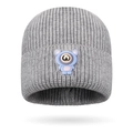 Cappello invernale in maglia grigia per bambini con toppa a orsetto e dettaglio dorato - Taglia unica / Grigio