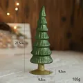 Retro 27.5cm green Christmas tree tabletop ornament with gold base, no light - Green Glass Christmas Tree / Non-Luminous