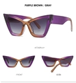 Détails de lunettes œil de chat montrant les vues de face et de profil dégradé - Monture Violette Dégradé Gris (C3)