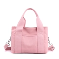 Sac fourre-tout rose en toile avec bandoulière réglable et détails en métal argenté - Rose