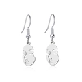 Macro detail of silver abstract face hollow earrings with polished metal reflection - Silver