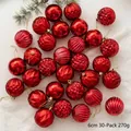 Set di 30 palline di Natale rosse da 6 cm con texture varie per decorazione albero - 6cm Set da 30 / Rosso