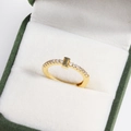 Adjustable 18k gold plated brass T-shape ring with sparkling pavé zircons in green box - Gold I