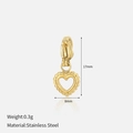18K gold plated stainless steel hollow heart pendant with 17mm x 8mm dimensions - Hollow Heart Pendant