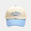 Detailed embroidery of Arizona EST 1751 text on twill cotton baseball cap front - Light Blue