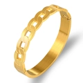 Minimalist gold Cuban chain stainless steel cuff bracelet with brushed metal texture - Gold