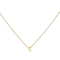 Minimalist 18K gold letter C pendant necklace with polished finish on thin link chain - Gold C