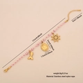 Bracelet tressé rose et blanc avec breloques dorées en acier inoxydable et mesures - Style Océan Gouvernail Portrait Queue de Poisson Rose Blanc (5#)