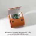 Bruine PU-leren horlogedoos met grijze fluwelen voering, maat 9,7x10,7x7,5 cm - 1 Slot Oranje (Uittrekbaar)