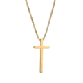 Minimalistische gouden titanium stalen kruis ketting met gepolijste ronde schakels - Venetiaanse ketting / Goud