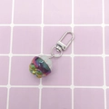 Miniature cat paw keychain with iridescent rainbow surface and silver lobster clasp - Cat Claw/White Iridescent