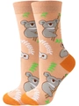 Detail of light orange knit crew socks with gray cartoon koala pattern and orange heels - EU 36-42 / Pale Orange Koala