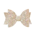 Macro detail of glitter bow accessory featuring rainbow shimmering texture and fine craftsmanship - Beige