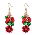 Festive red and green Christmas tree drop earrings with stars on white background - Color Ball Star Charm (EHMT-036HJ-JS)