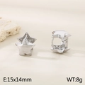 Elegant 15x14mm silver pentagram star hoop earrings for women in a minimalist design - Steel Color (KE116529-KFC)