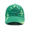 Détails du tissu en coton tie-dye vert et des coutures sur une casquette de baseball - Tie Dye Vert