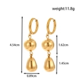Polished gold stainless steel teardrop earrings with weight and size specifications - Sphere Water Drop Mirror Earrings