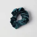 Lustrous dark emerald green satin silk scrunchie with elegant pleated elastic design - Scrunchie_Dark Green