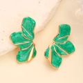 Macro detail of irregular green gradient petals with golden metal edges in retro style - Marble Textured Leaf Style (5359) / Green