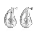 Close-up of teardrop stud earrings with clear crystals and 18K gold plated finish - Stainless Steel/18K Gold Plated