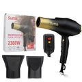 Professionele 2300W zwart en gouden haardroger met AC-motor en twee opzetstukken voor mond - 453 Zwart Goud