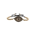 Verstellbares goldenes Evil Eye Armband mit blauen Zirkonia und geflochtener Schnur - Goldene Perlen Schwarzes Seil