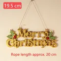Golden Merry Christmas sign with holly leaves and red berries on a 20cm hanging rope - 19.5cm Gold with Lanyard
