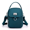 Bolso bandolera de nailon verde oscuro con correa ajustable y diseño con múltiples bolsillos - Azul Correo