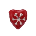 Red heart enamel charm bead with silver snowflake pattern for DIY jewelry making - Red Snowflake Heart Bead