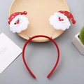 Christmas headband with spring-loaded 3D Santa Claus figure on a red fabric base - Santa Claus Style 1