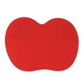 Heart-shaped red silicone makeup brush cleaning mat with textured surface for deep washing - Small / Red