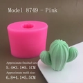 Detailed pink silicone mold for 3D cactus candles and gypsum crafts with dimensions - Model 8749 / Pink