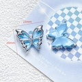 Macro view of blue butterfly charm showing 23mm x 20mm dimensions and silver edges - 25# Large Blue Edge Butterfly