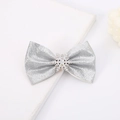 Sparkly silver glitter bow with snowflake center for Christmas apple gift wrapping - Finished Silver Bow 5pcs/pack