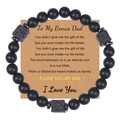 Detail of black matte stone beaded bracelet on To My Bonus Dad gift card layout - To My Bonus Dad