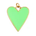 Golden heart charm with vibrant fluorescent green enamel inlay for jewelry making - Fluorescent Green Enamel Heart Style (S845899-4)