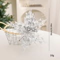 Sparkling white poinsettia Christmas flower decoration with silver glitter for tree decor - 26cm / Silver