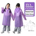 Reusable purple EVA kids raincoat with hood and drawstring for outdoor travel - Purple (Child Wide Mouth 90g)