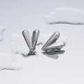 Stereo heart shaped silver stud earrings with high polish finish in creative water mirror - 3D Heart - Steel