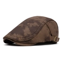 British style newsboy cap in tan tie-dye fabric with metal adjustable side buckle - Adjustable / Coffee