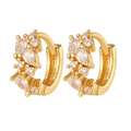 Pendientes de aro bañados en oro de 18K con circonitas blancas en talla gota y redonda - Huggie de Mezcla Redonda y de Lágrima (E542)