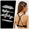 Set di fermagli per capelli in argento con strass a forma di foglia e perle luccicanti - Set di Accessori per Capelli in Argento con Strass e Perle (Stile AG)