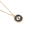 Goldene Evil Eye Halskette mit Emaille-Detail und Zirkonia-Steinen an einer Box-Kette - Schwarz