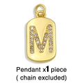Detail showing gold-plated letter M pendant with paved rhinestones on white background - Gold Letter M Pendant (Without Chain)