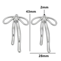 Silver stainless steel bow pendant with detailed 43mm height and 28mm width dimensions - Style 4 / Steel