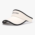 Women's UV protection sun visor in beige with black trim and MENGLANDI text - Off White